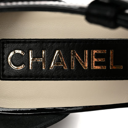 Chanel Lambskin Patent Quilted Cap Toe Mary Jane Flats 38 Black 7 of 11