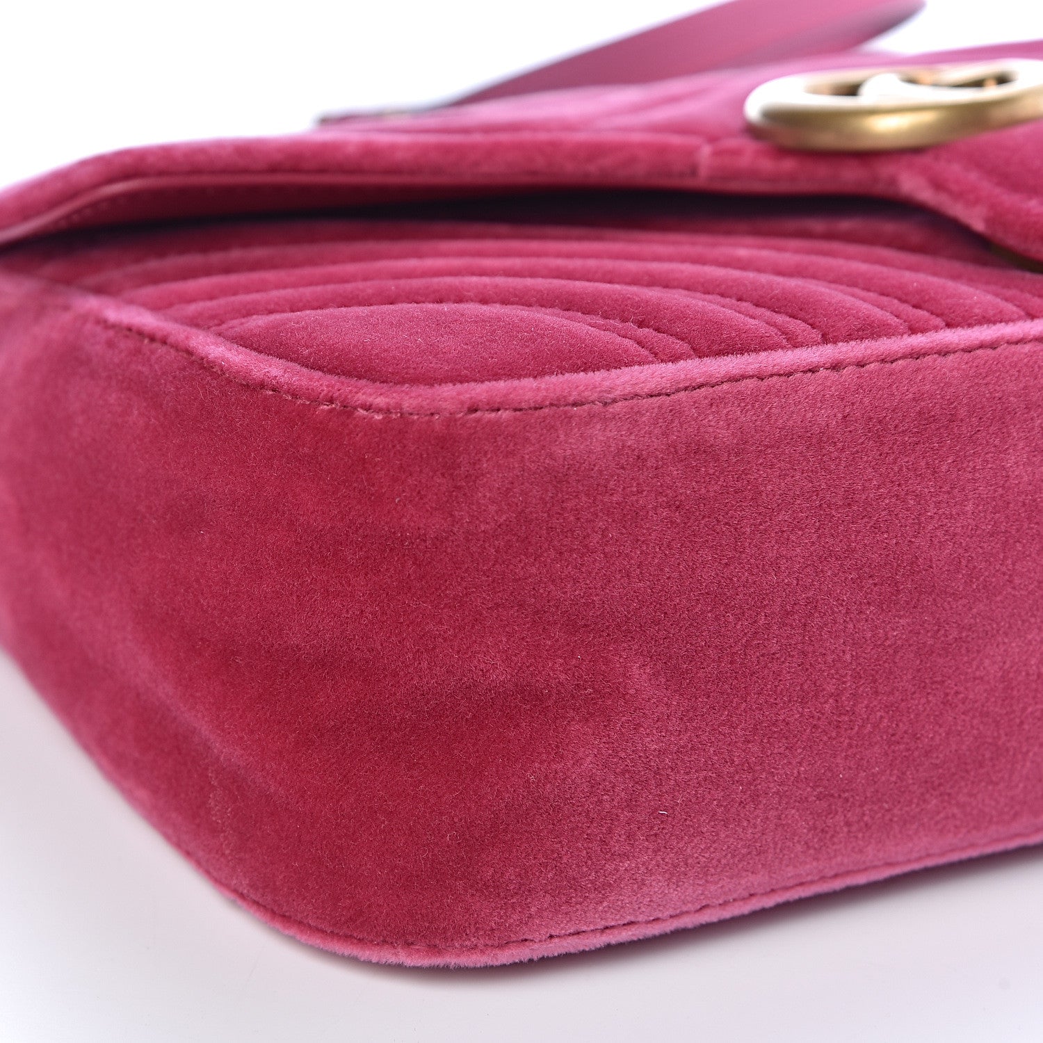 Gucci Velvet Matelasse Small GG Marmont Shoulder Bag Light Raspberry Rose 8 of 10
