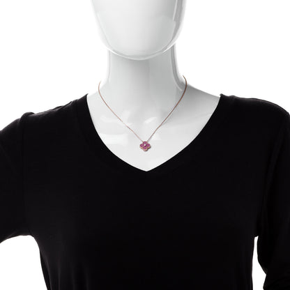 Van Cleef & Arpels 18K Rose Gold Diamond Rhodonite Vintage Alhambra Pendant Necklace 2 of 6