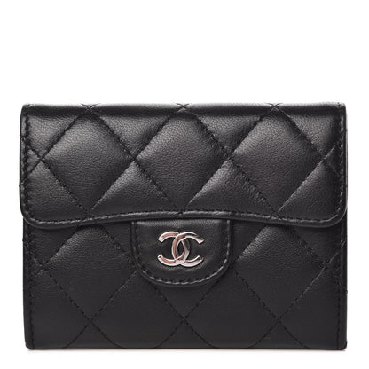 Chanel Lambskin Quilted Flap Card Holder Wallet Black 1 of 9