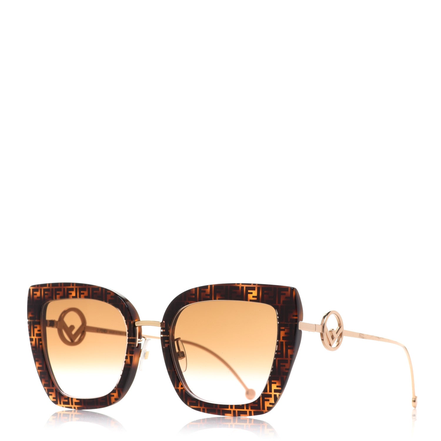 Fendi Acetate Metal F is Fendi FF Square Cat Eye Sunglasses FF 0424/F/S Havana 1 of 9