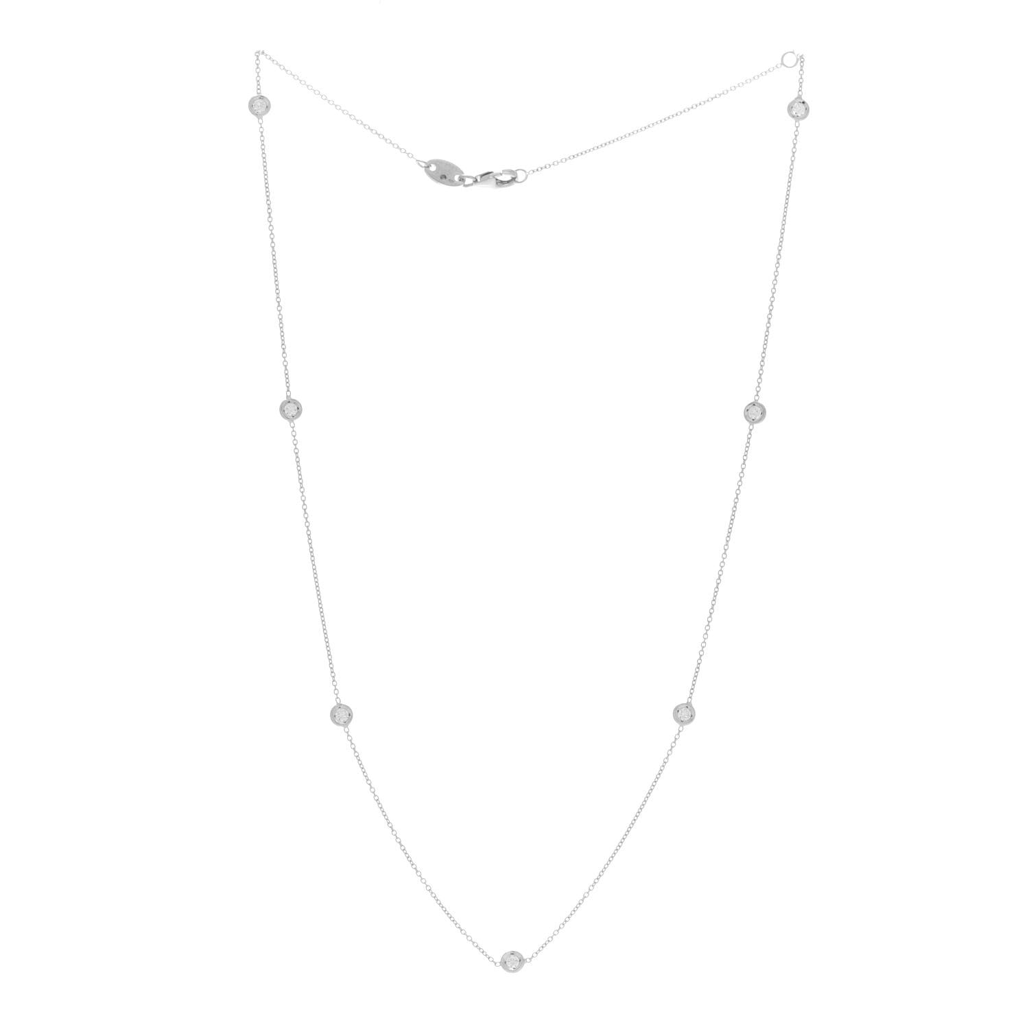 Roberto Coin 18K White Gold Diamond .29ctw Diamonds By The Inch Seven Station Necklace 3 of 6