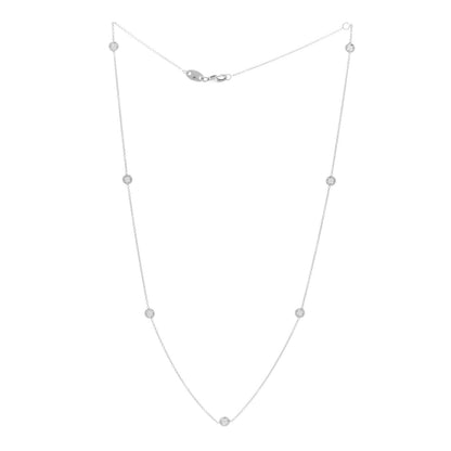 Roberto Coin 18K White Gold Diamond .29ctw Diamonds By The Inch Seven Station Necklace 3 of 6