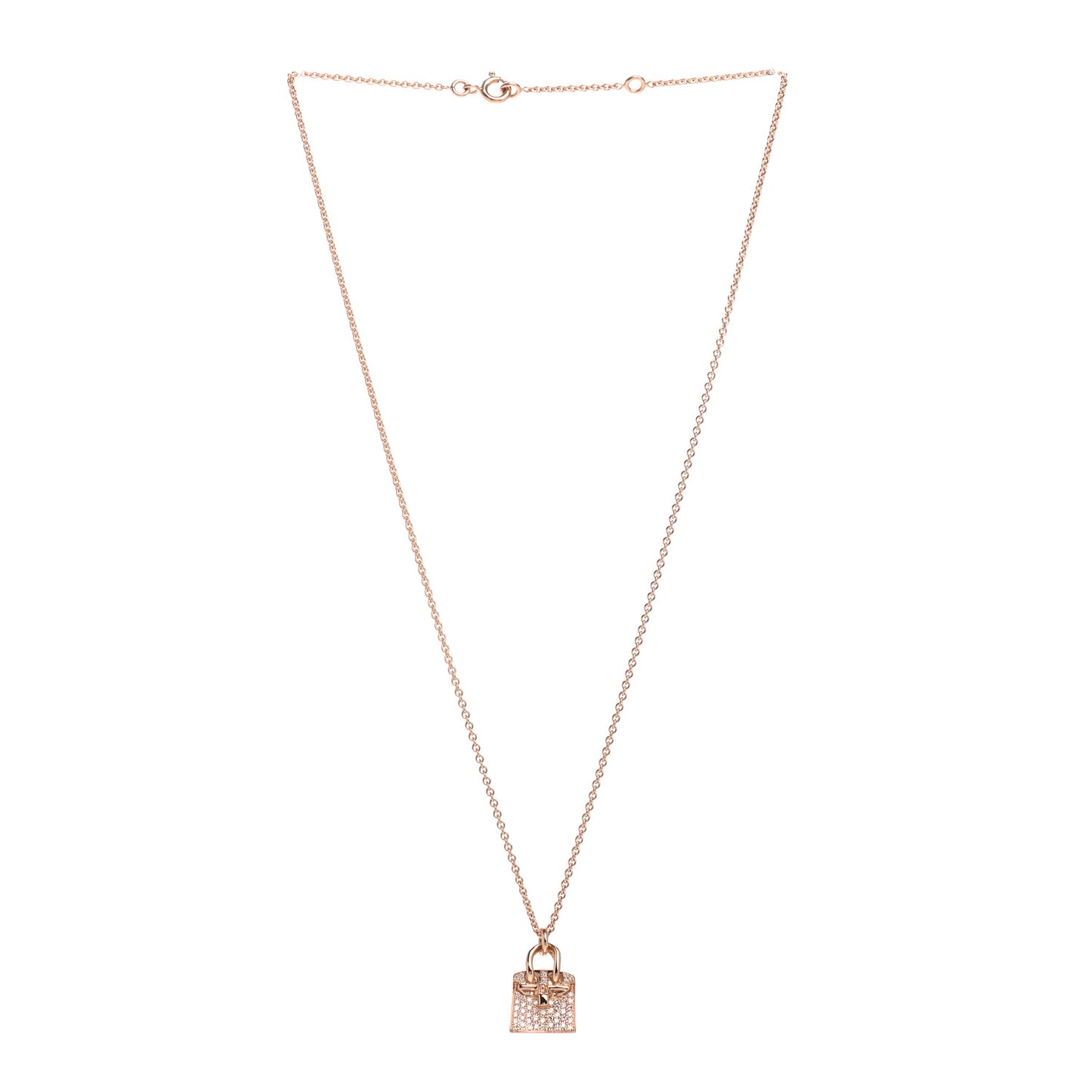 18K Rose Gold Diamond Birkin Amulette Pendant Necklace