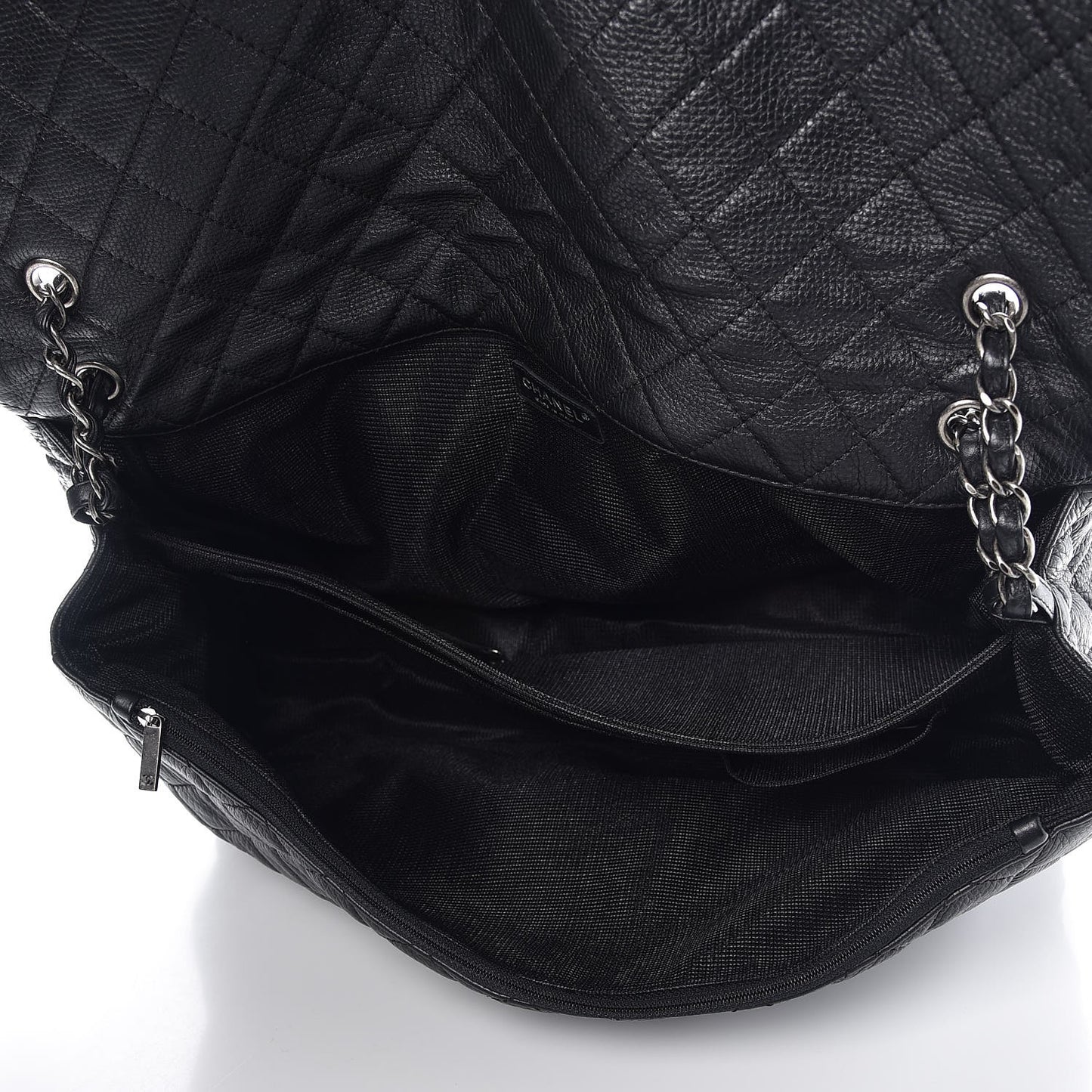 Calfskin Quilted XXL Travel Flap Bag Black