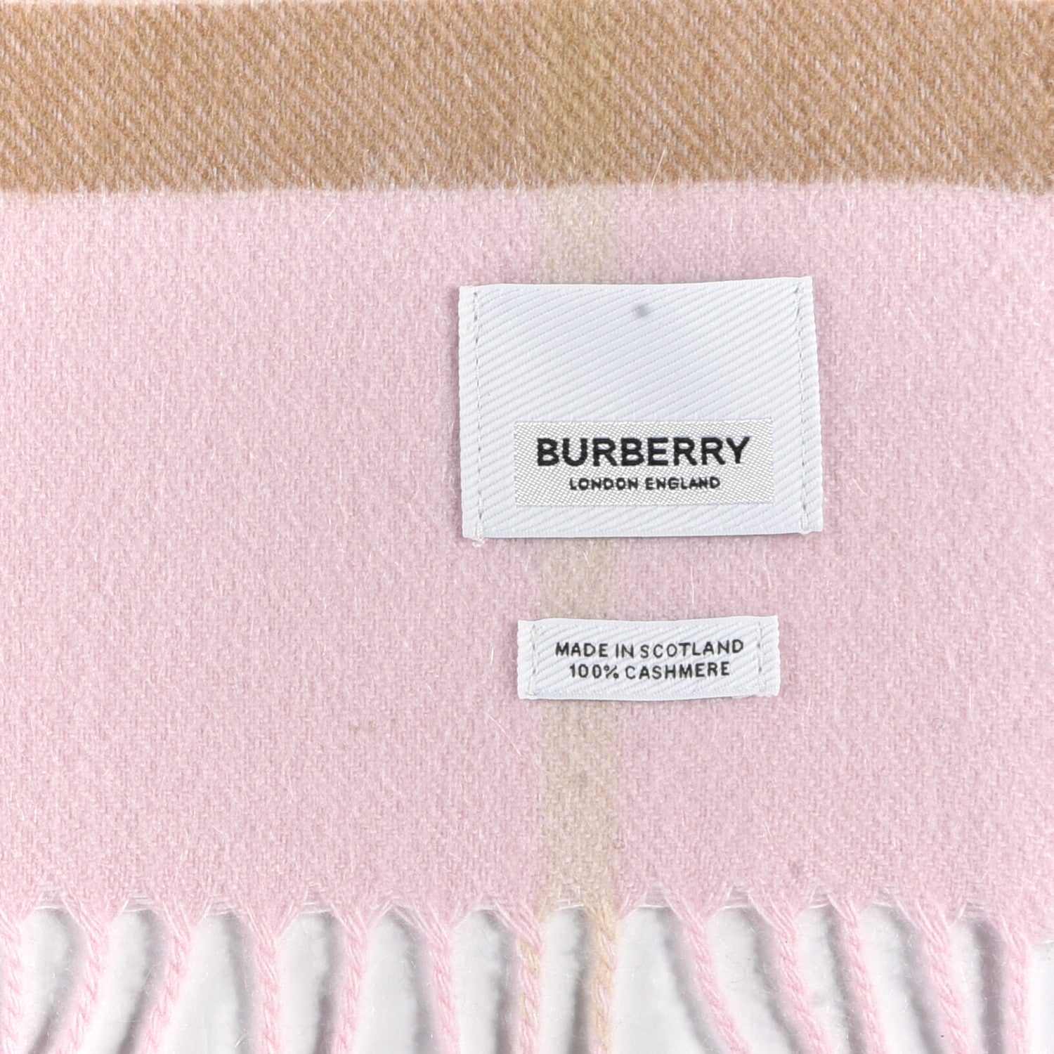 Burberry Cashmere Check Fringe Scarf Pink 3 of 3