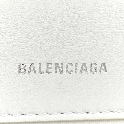Balenciaga Matte Calfskin Snake Embossed Tonal B Small Hourglass Top Handle Bag Optic White 6 of 19