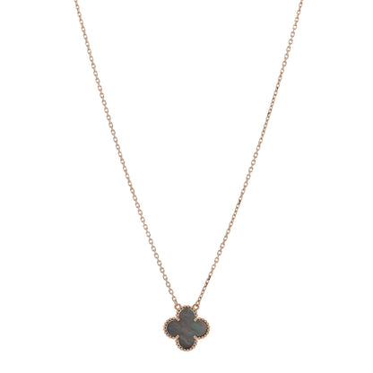 Van Cleef & Arpels 18K Rose Gold Gray Mother of Pearl Vintage Alhambra Pendant Necklace 1 of 4