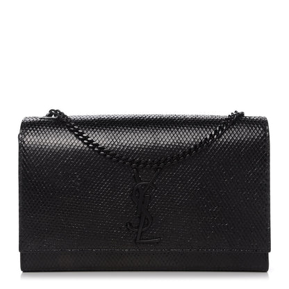 Saint Laurent Calfskin Snakeskin Effect Medium Classic Monogram Kate Satchel Black 1 of 10