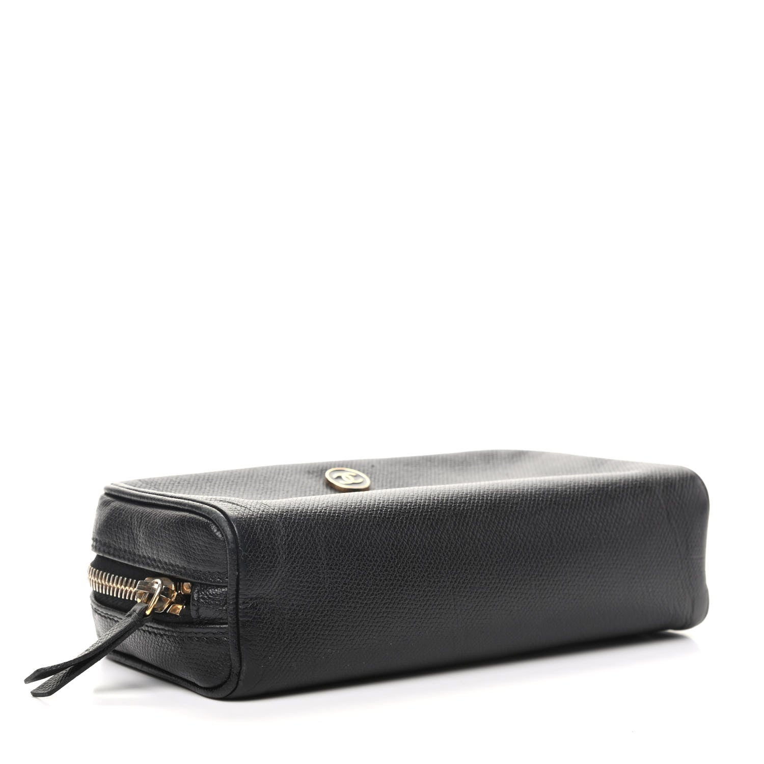 Chanel Grained Calfskin CC Button Medium Pouch Cosmetic Case Black 4 of 8