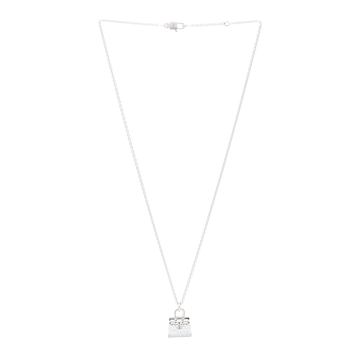 18K White Gold Diamond Birkin Amulettes Pendant Necklace