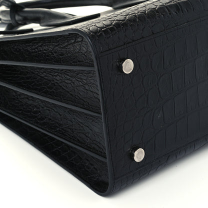 Saint Laurent Calfskin Crocodile Embossed Small Sac de Jour Black 10 of 12