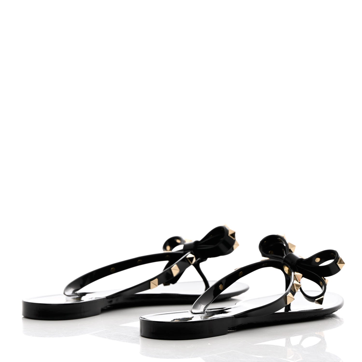 Valentino Garavani PVC Jelly Rockstud Bow Thong Sandals 37 Black 4 of 9