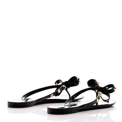 Valentino Garavani PVC Jelly Rockstud Bow Thong Sandals 37 Black 4 of 9