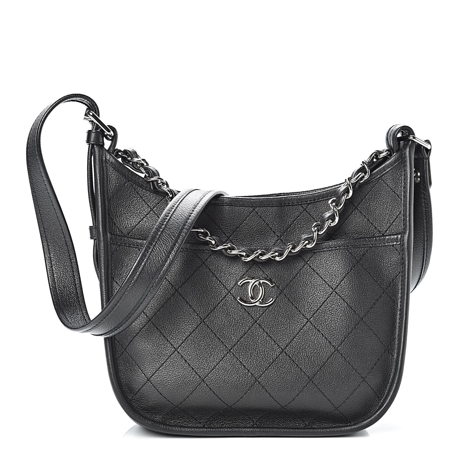 Chanel Calfskin Quilted Jungle Stroll Hobo Bag Black 1 of 11