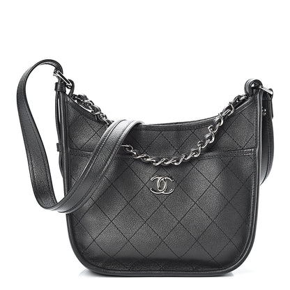 Chanel Calfskin Quilted Jungle Stroll Hobo Bag Black 1 of 11