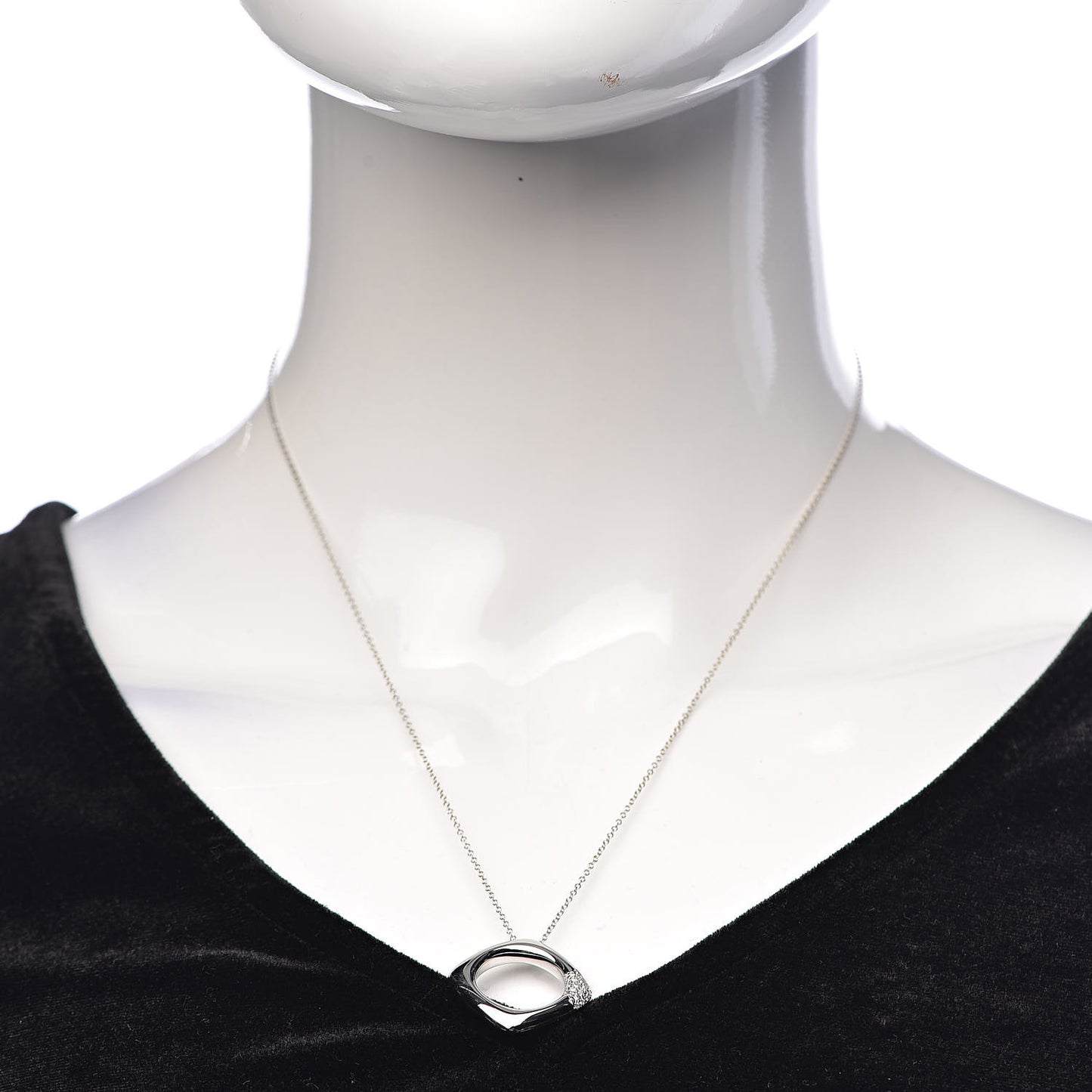 18K White Gold Diamond Square Pendant Necklace