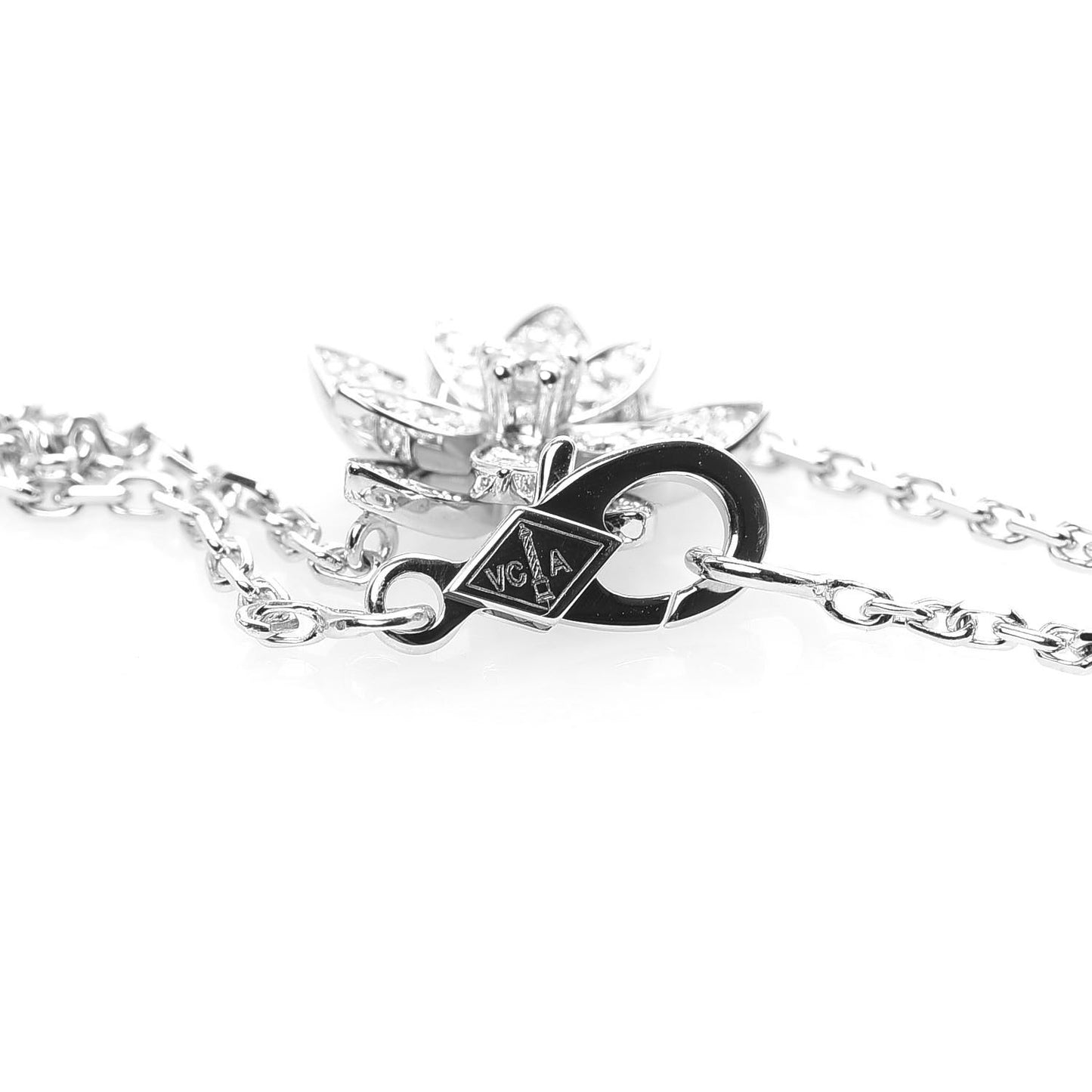 18K White Gold Diamond Mini Lotus Openwork Bracelet