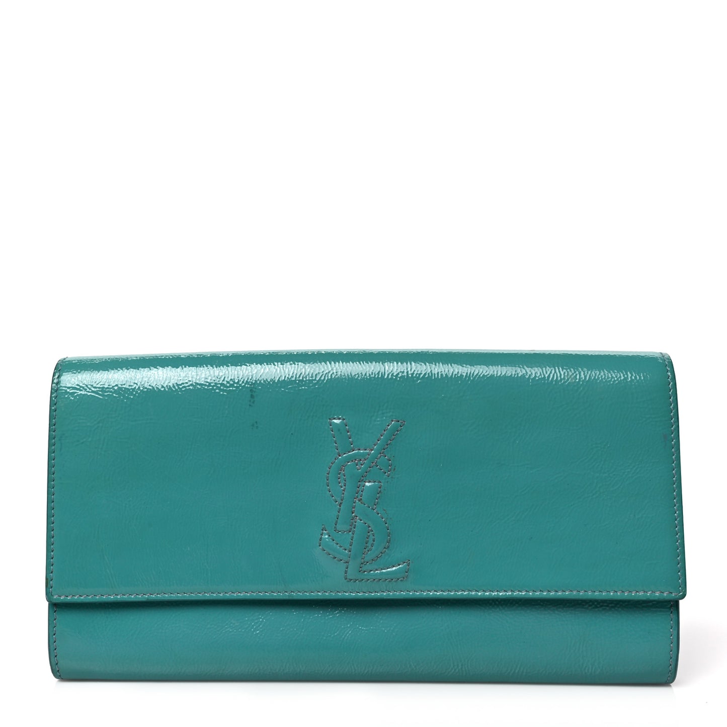 Textured Patent Monogram Small Belle De Jour Clutch Turquoise
