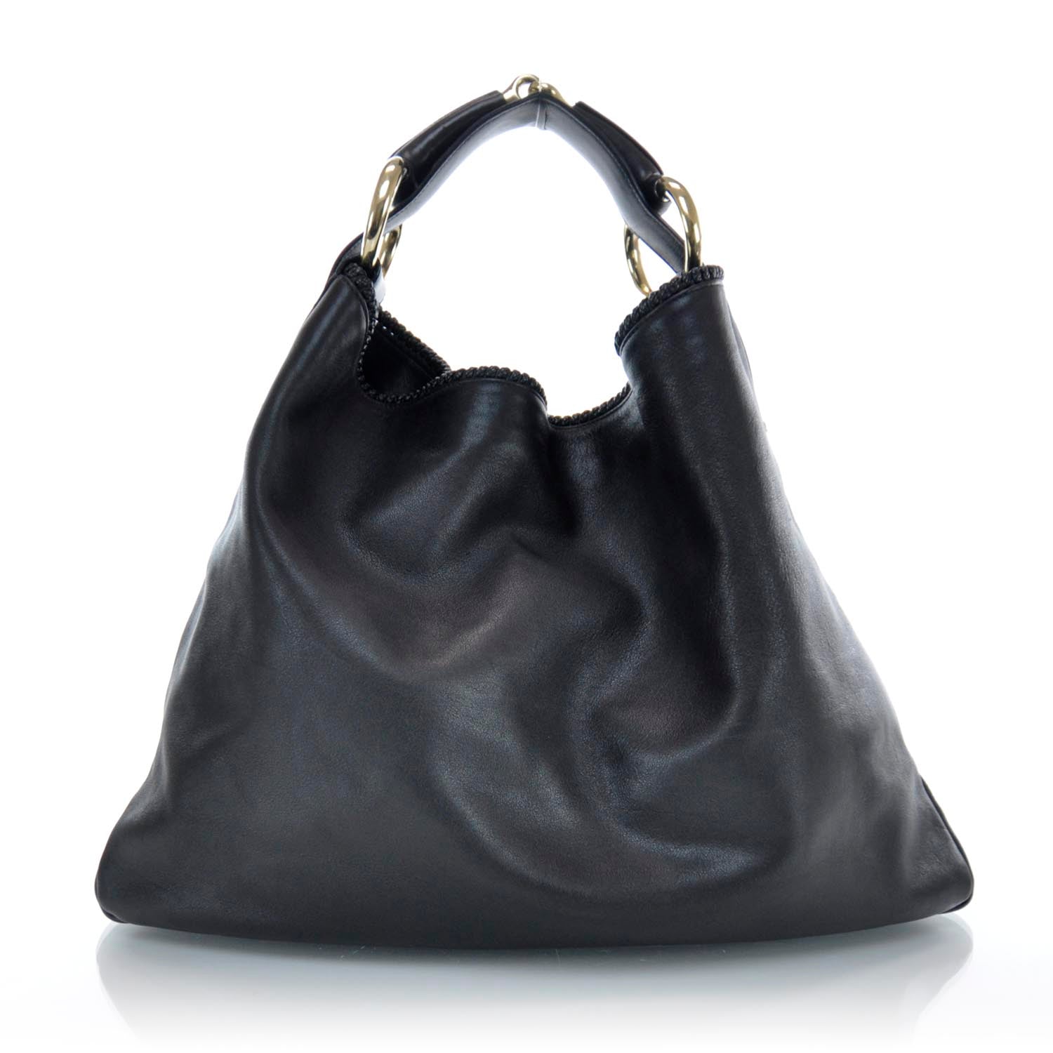 Gucci Leather Large Horsebit Chain Hobo Black 1 of 9