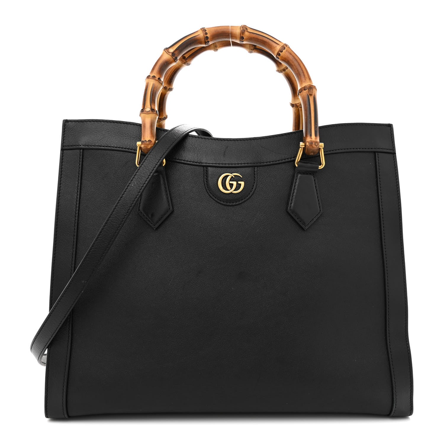 Gucci Wonka Grain Calfskin Medium Diana Tote Bag Black 1 of 20