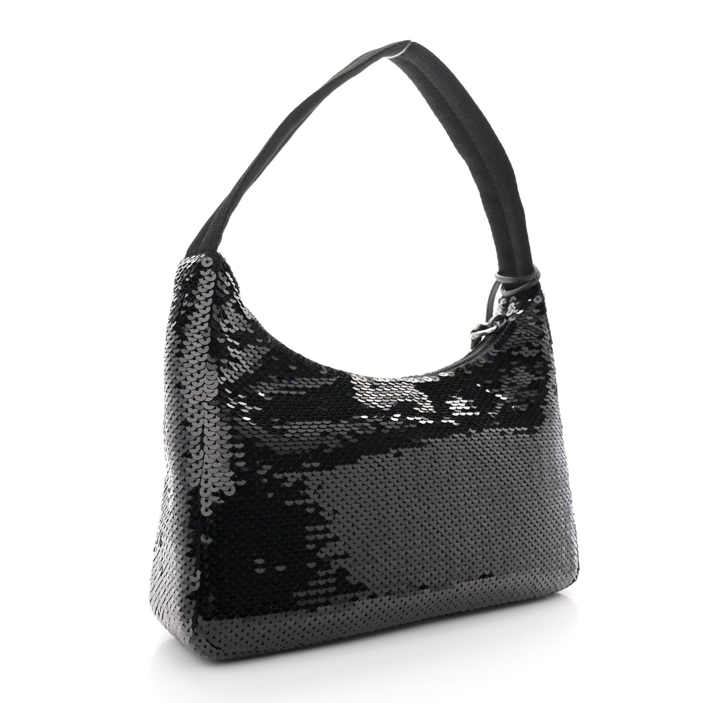 Paillettes Sequin Mini Re-Edition 2000 Bag Black White