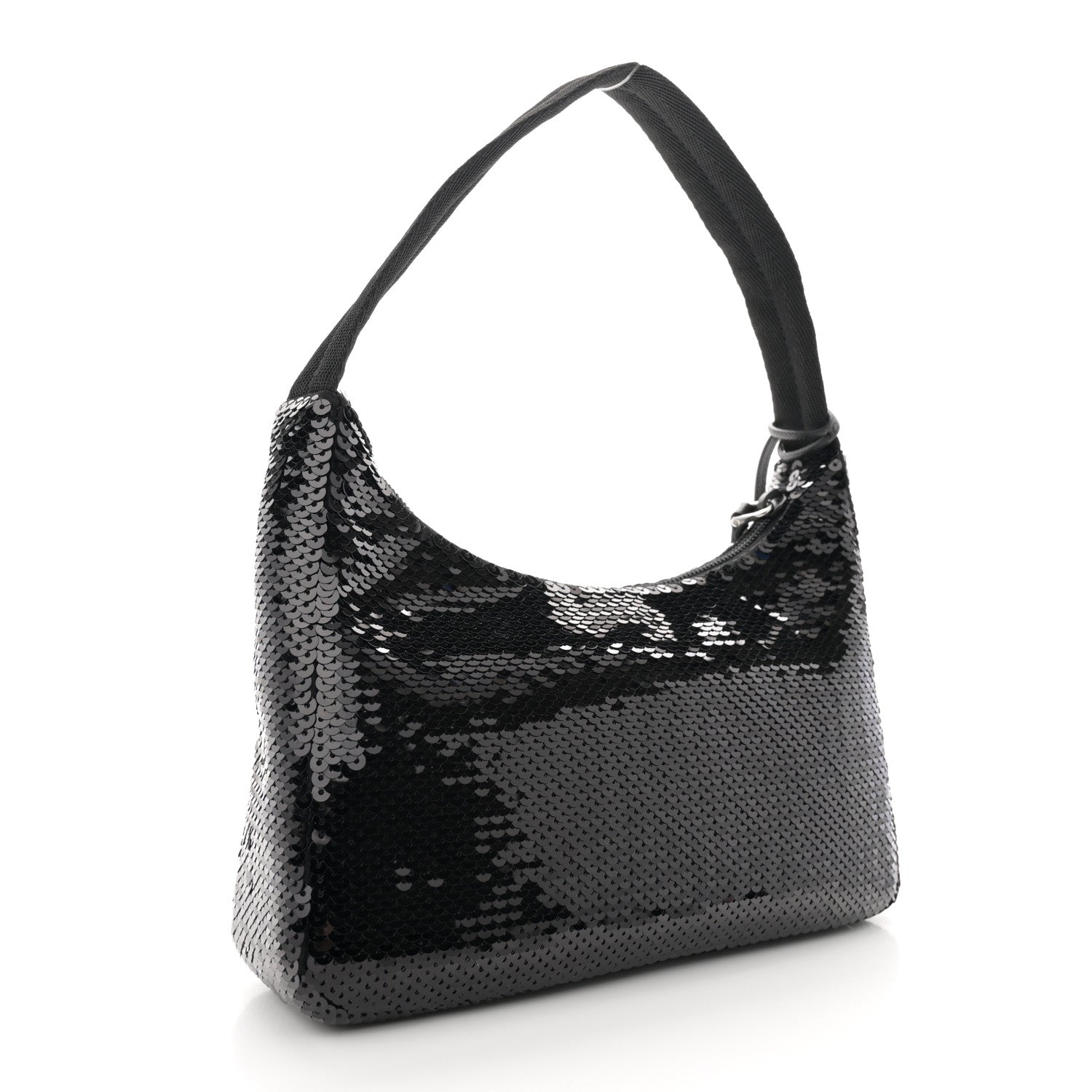 Prada Paillettes Sequin Mini Re-Edition 2000 Bag Black White 3 of 10