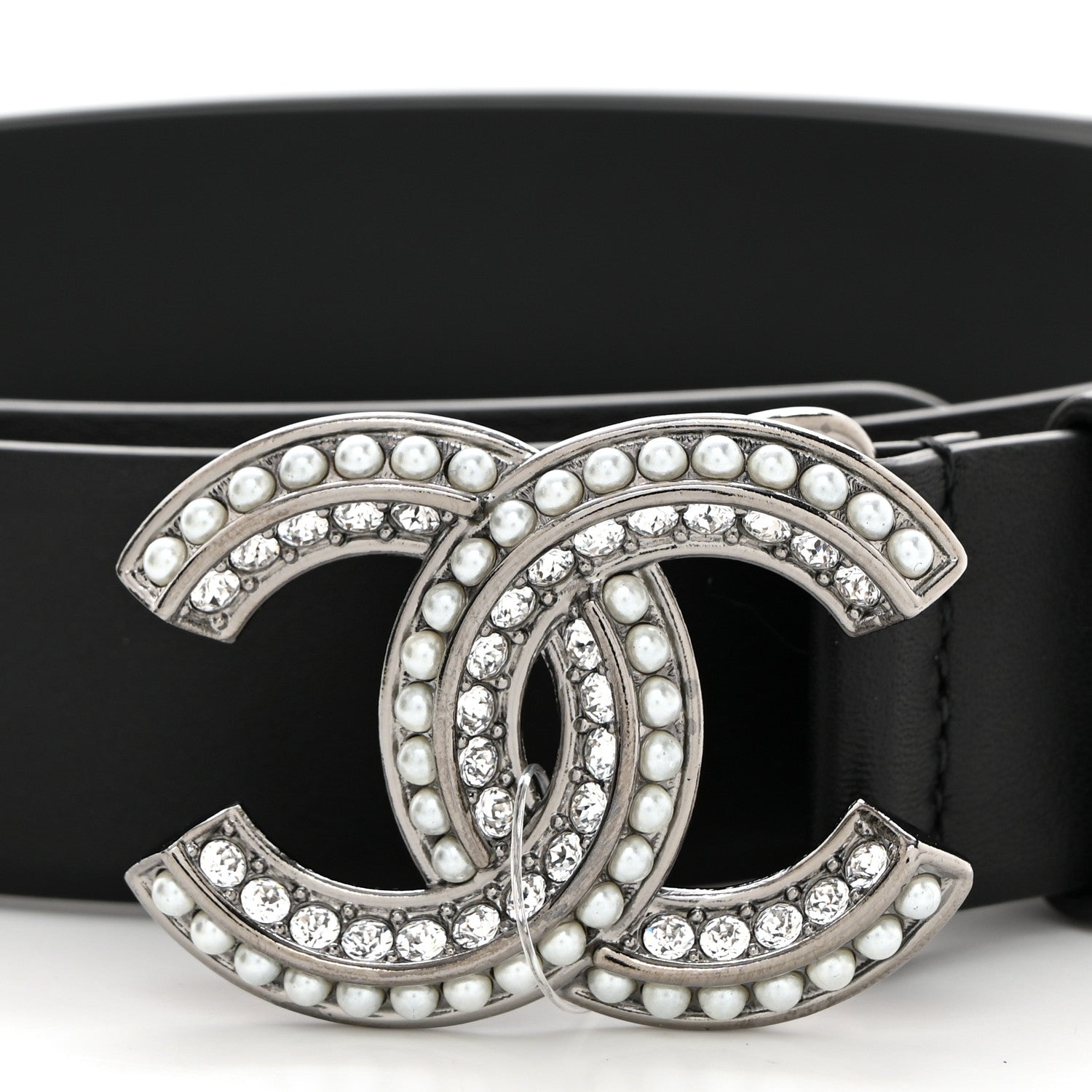 Chanel Calfskin Pearl Crystal CC Belt 85 34 Black 7 of 8