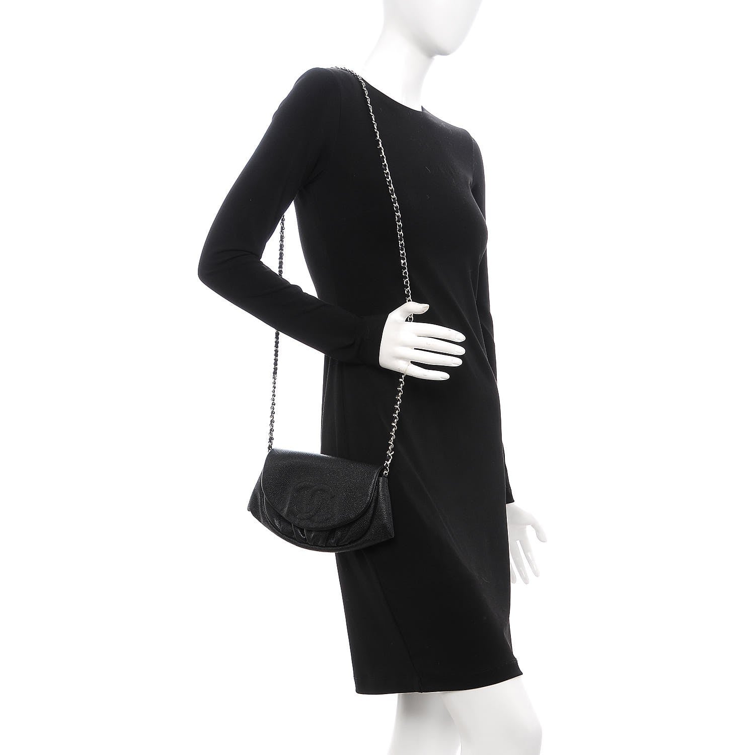 Chanel Caviar Half Moon Wallet On Chain WOC Black 2 of 9