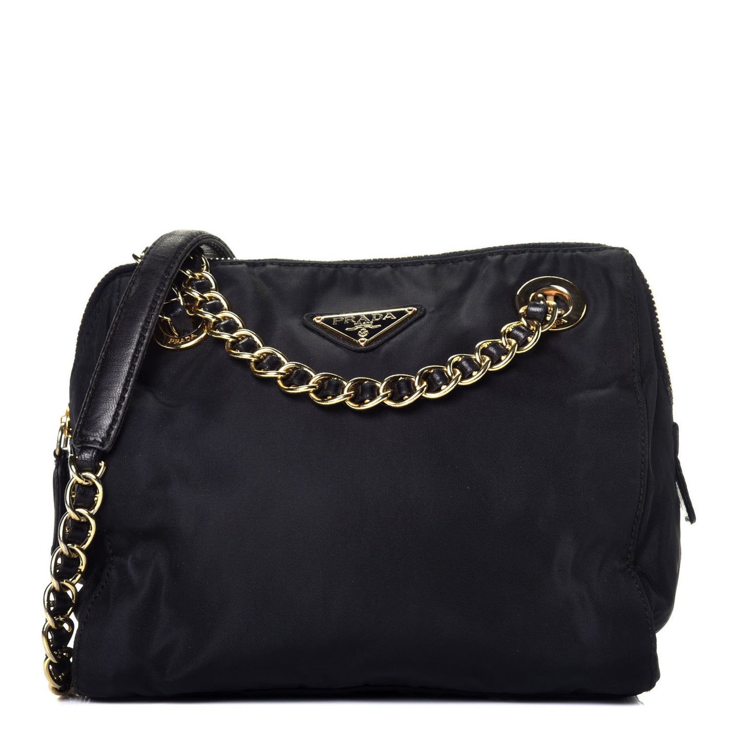 Tessuto Nylon Chain Shoulder Bag Black