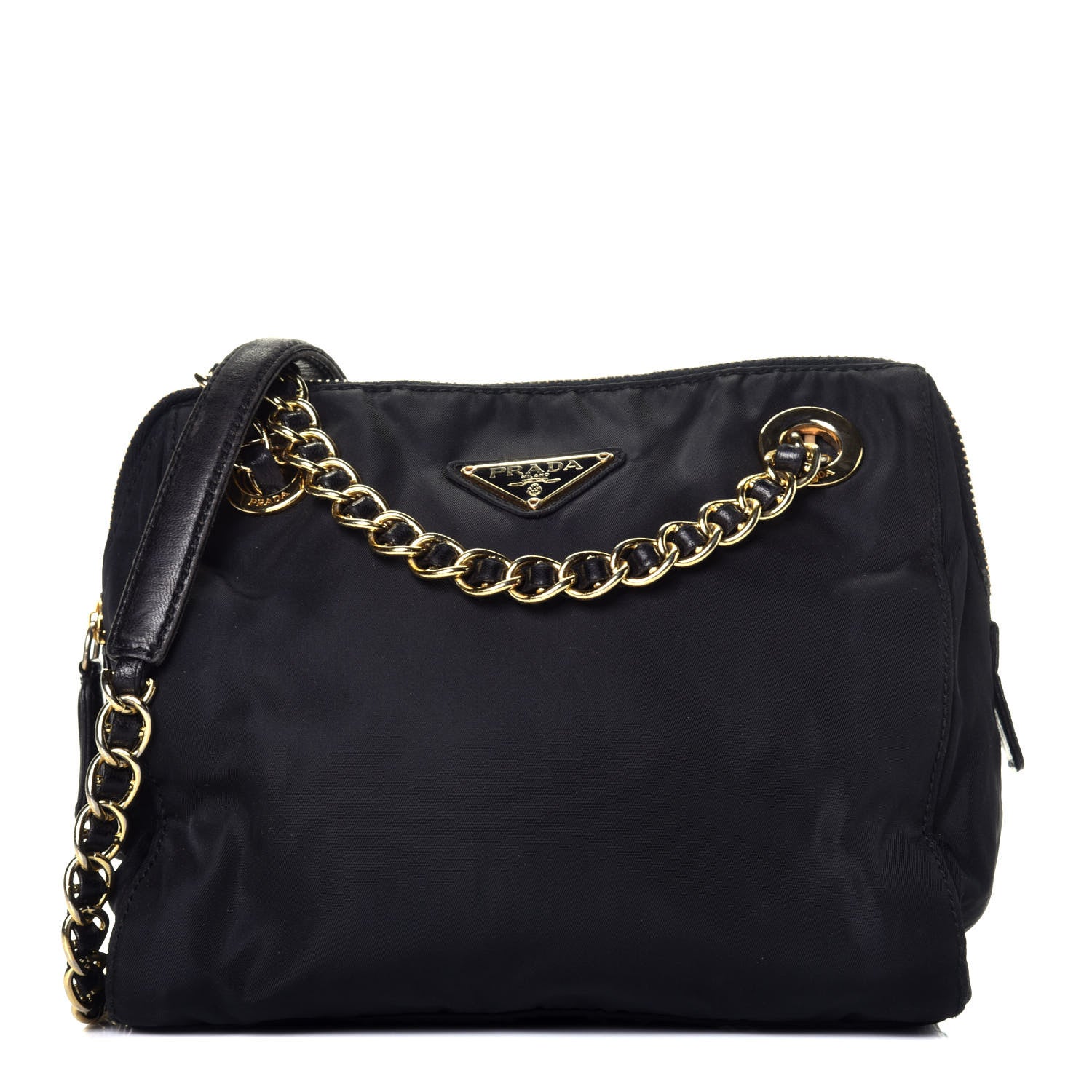 Prada Tessuto Nylon Chain Shoulder Bag Black 1 of 8