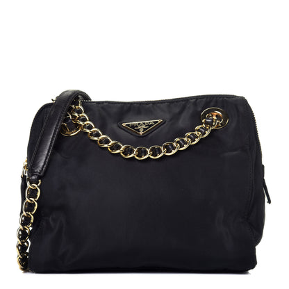 Prada Tessuto Nylon Chain Shoulder Bag Black 1 of 8