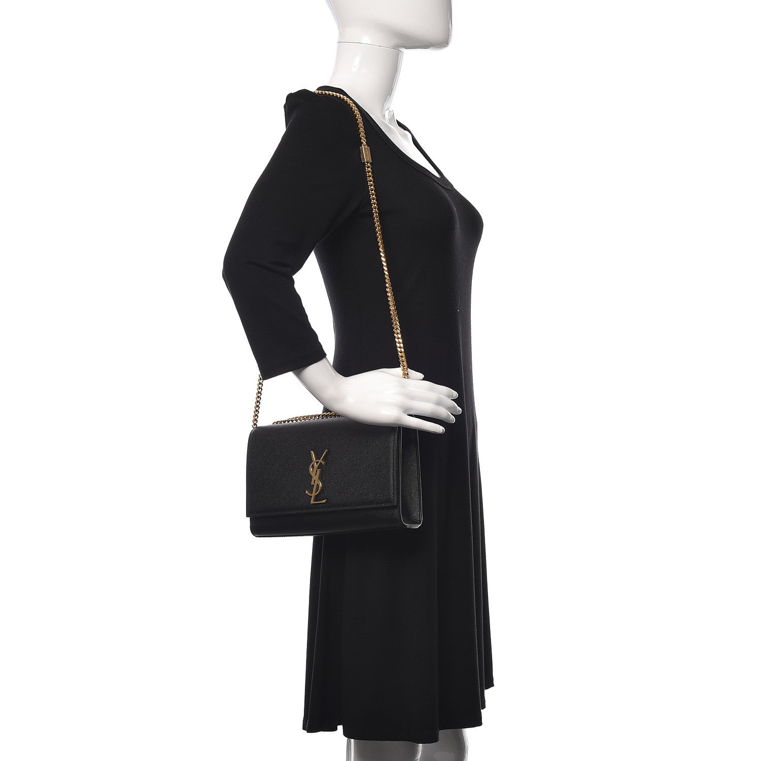 Saint Laurent Grain De Poudre Medium Classic Monogram Kate Satchel Black 2 of 12