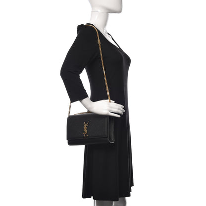 Saint Laurent Grain De Poudre Medium Classic Monogram Kate Satchel Black 2 of 12