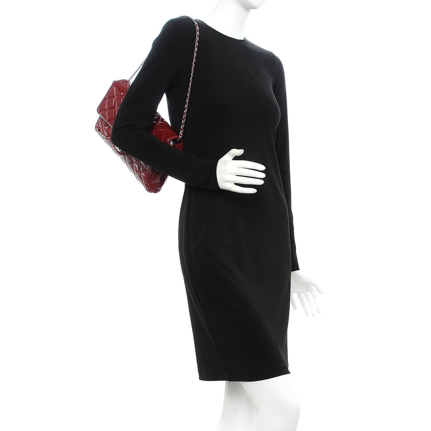 Patent Quilted Clutch With Chain Flap Red