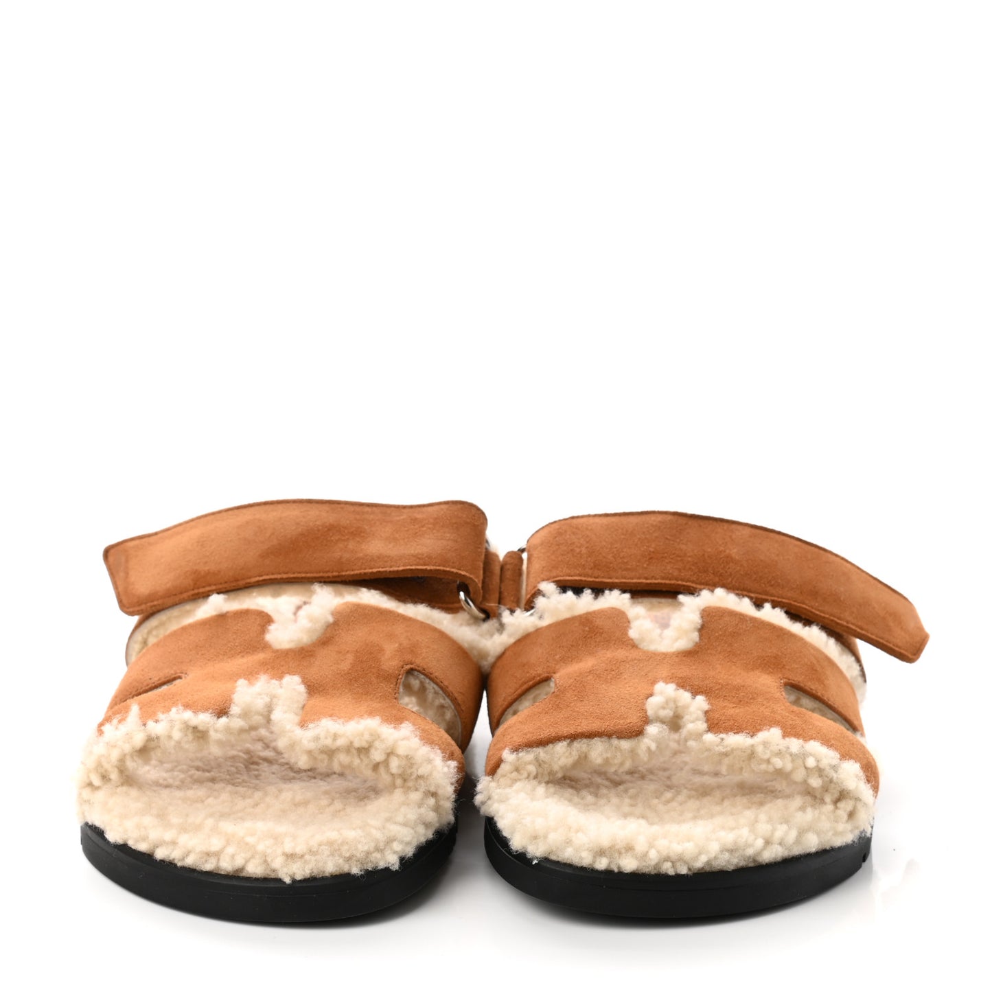 Suede Goatskin Woolskin Womens Chypre Sandals 36.5 Brun Fume Ecru
