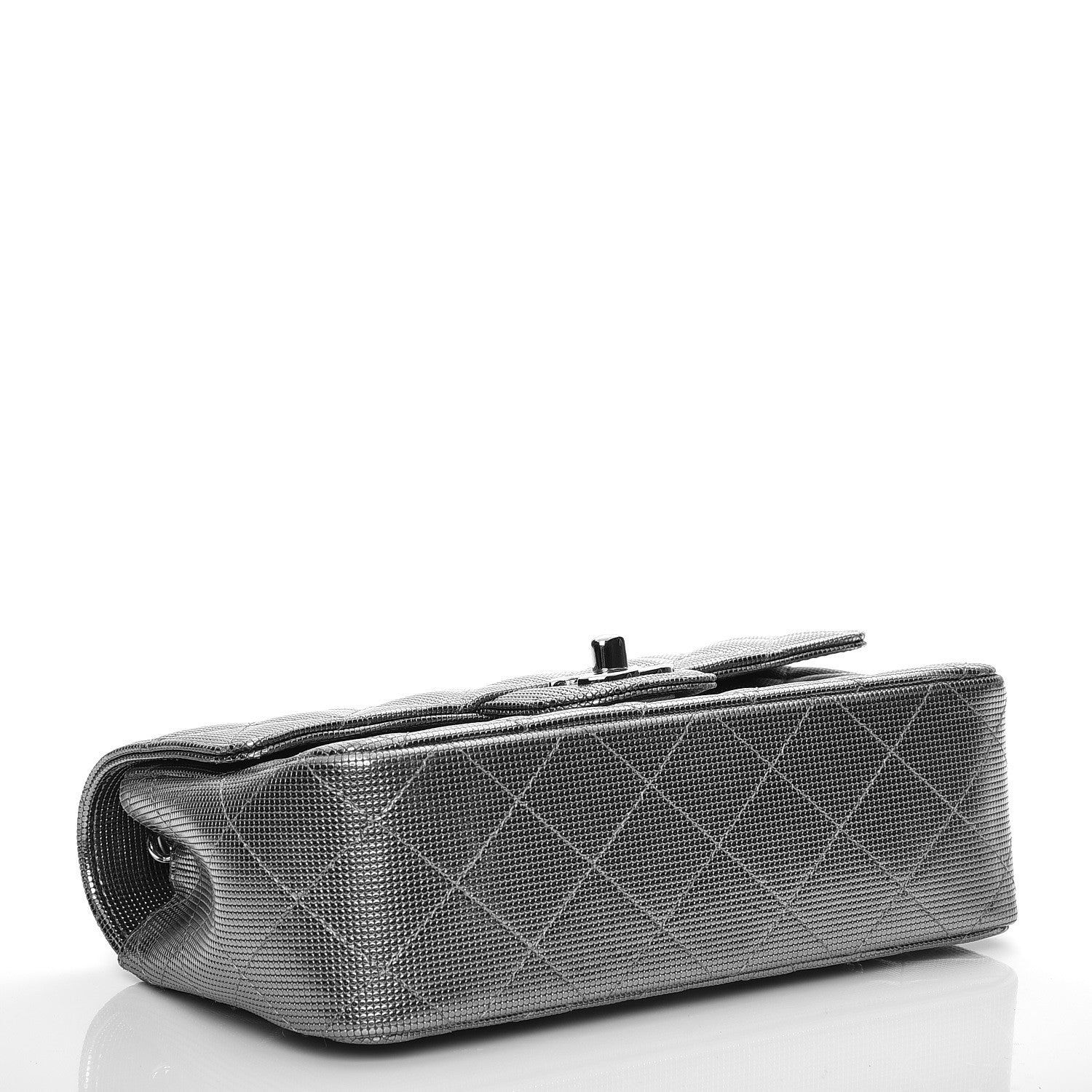 Chanel Metallic Calfskin Quilted Pixel Effect Mini Rectangular Flap Silver 4 of 7