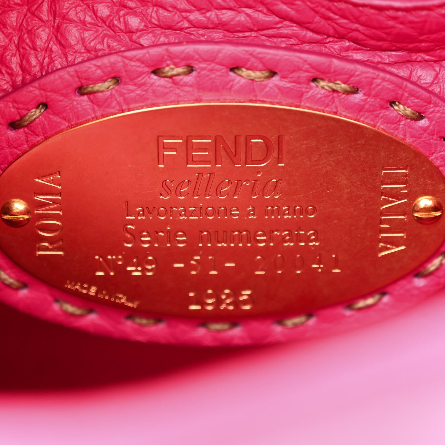 Fendi Cuoio Romano Selleria Mini Peekaboo Iconic Satchel Fuxia 7 of 13