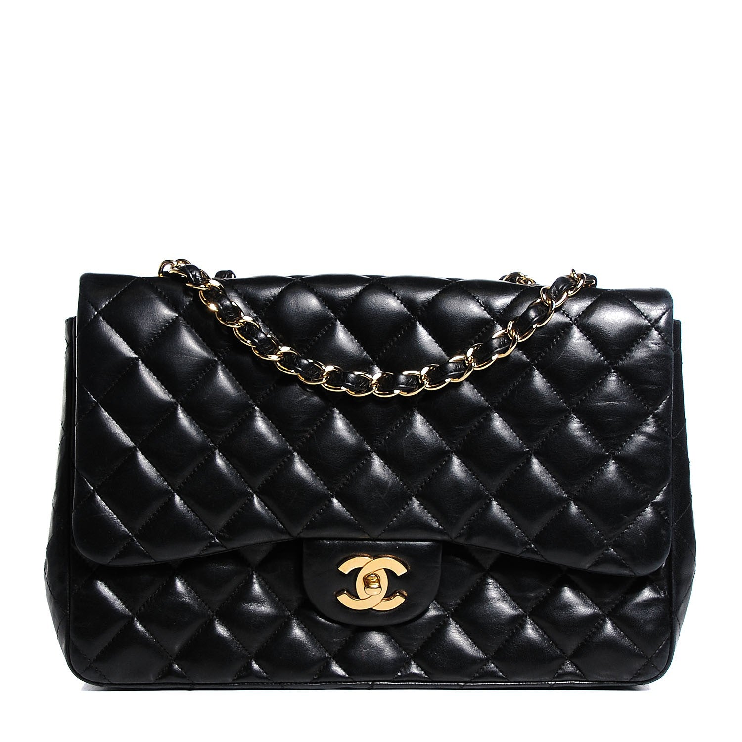 Chanel Lambskin Quilted Jumbo Single Flap Black 1 of 10