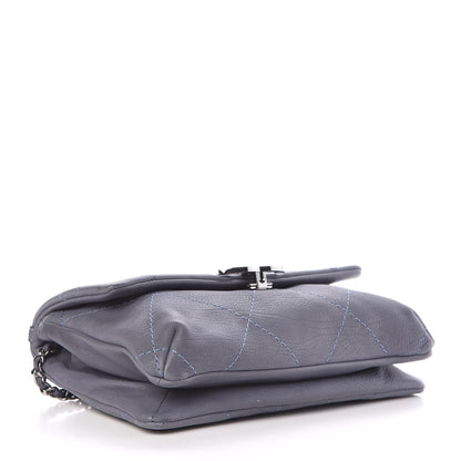 Chanel Washed Calfskin Diamond Stitch Hamptons Clutch With Chain Blue 4 of 10