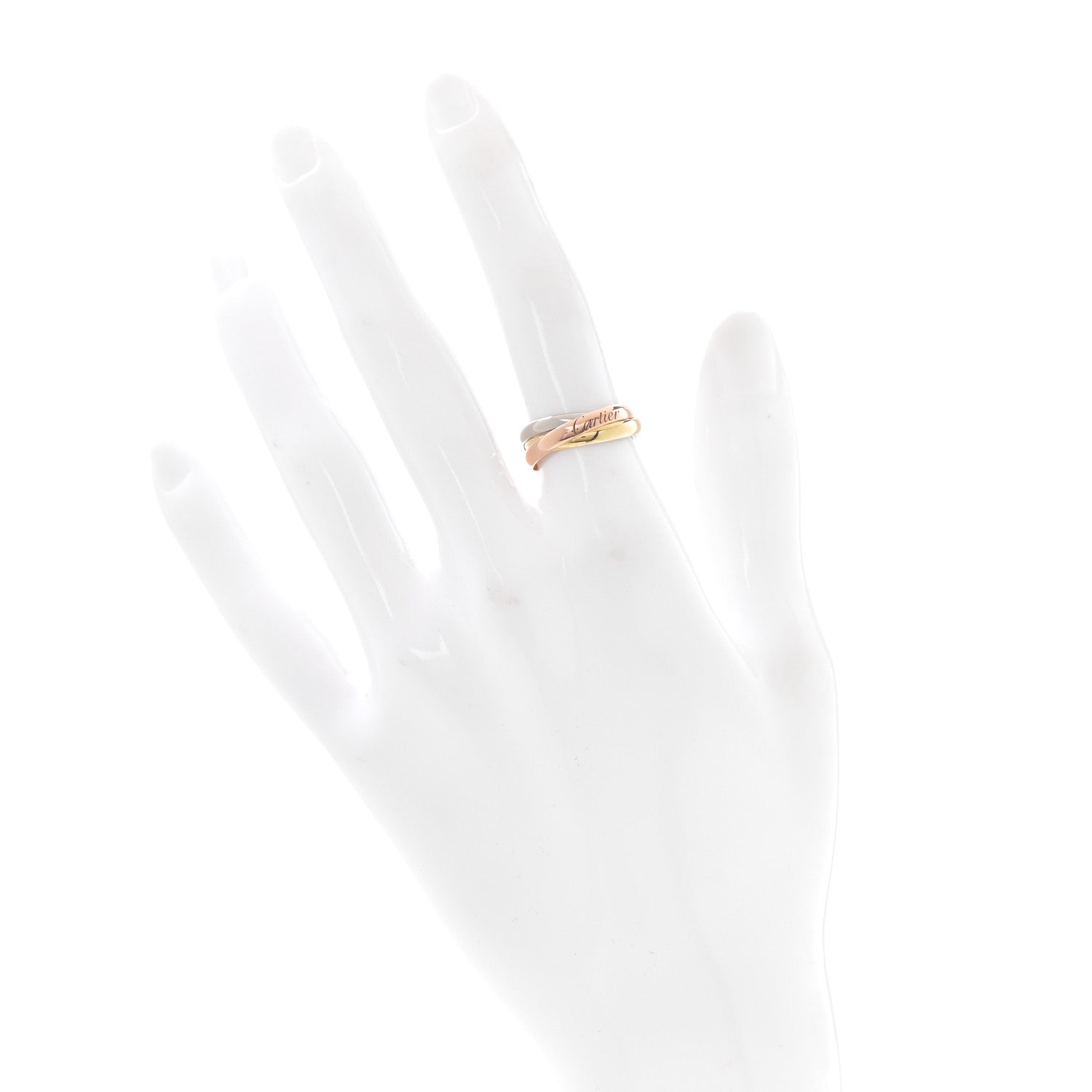 Cartier 18K Pink Yellow White Gold Small Trinity Ring 49 4.75 2 of 5