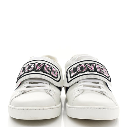 Gucci Calfskin Ayers Web Crystal LOVED Womens New Ace Sneakers 38 White 2 of 12
