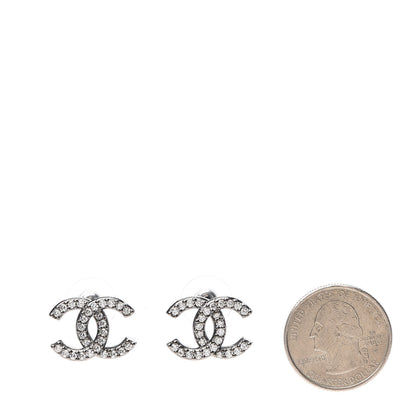 Chanel Crystal CC Earrings Silver 2 of 5
