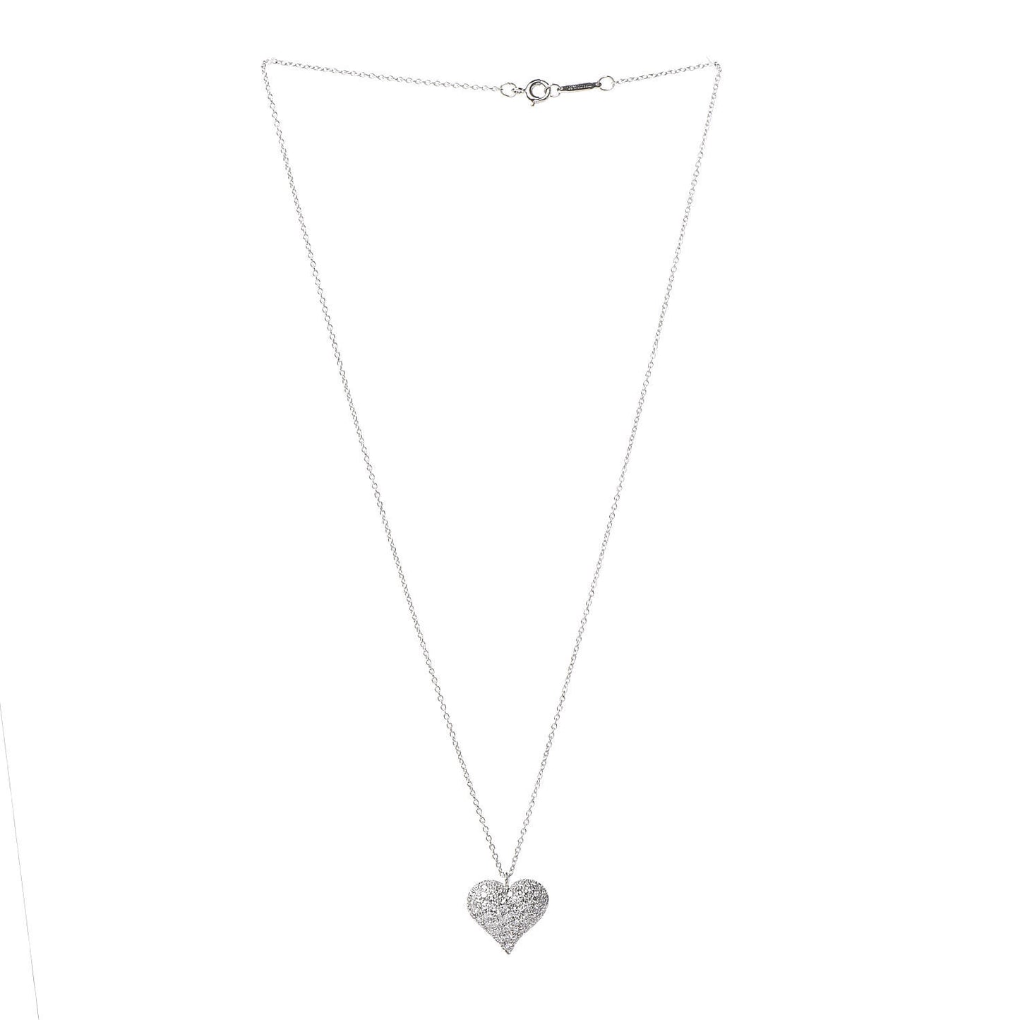 Platinum Diamond Heart Pave Pendant Necklace