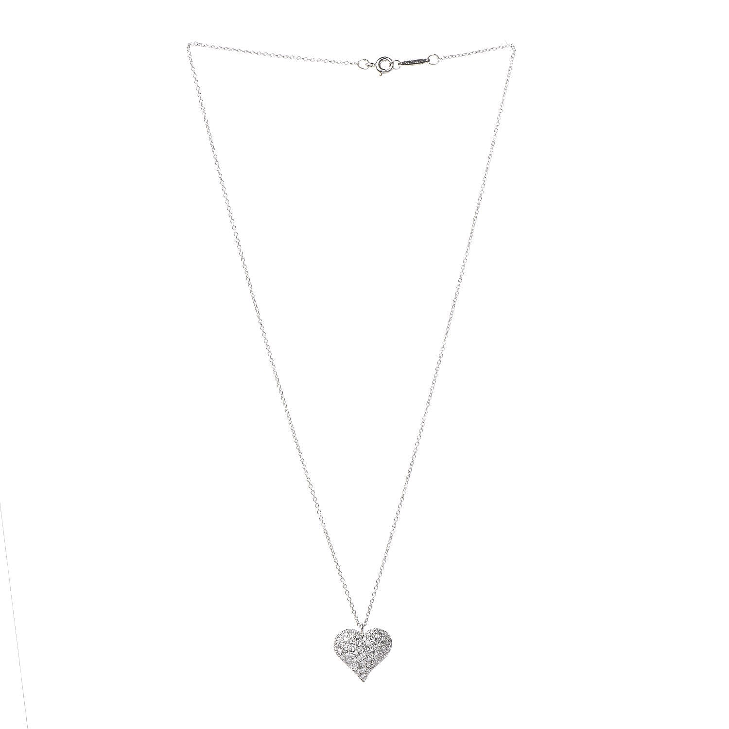 Tiffany Platinum Diamond Heart Pave Pendant Necklace 3 of 6