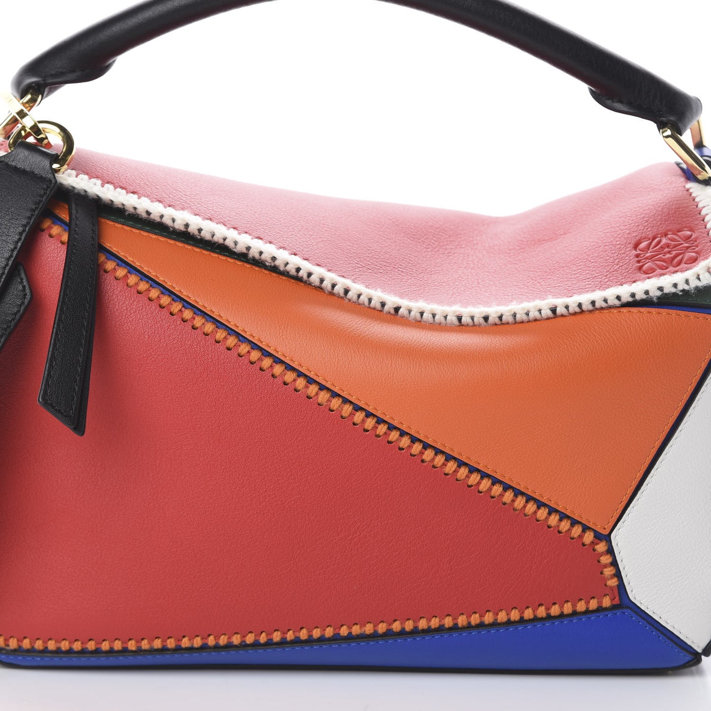 Calfskin Medium Patchwork Puzzle Bag Multicolor