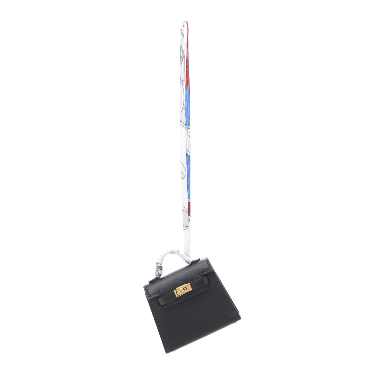 Hermes Tadelakt Mini Kelly Twilly Bag Charm Black 1 of 7