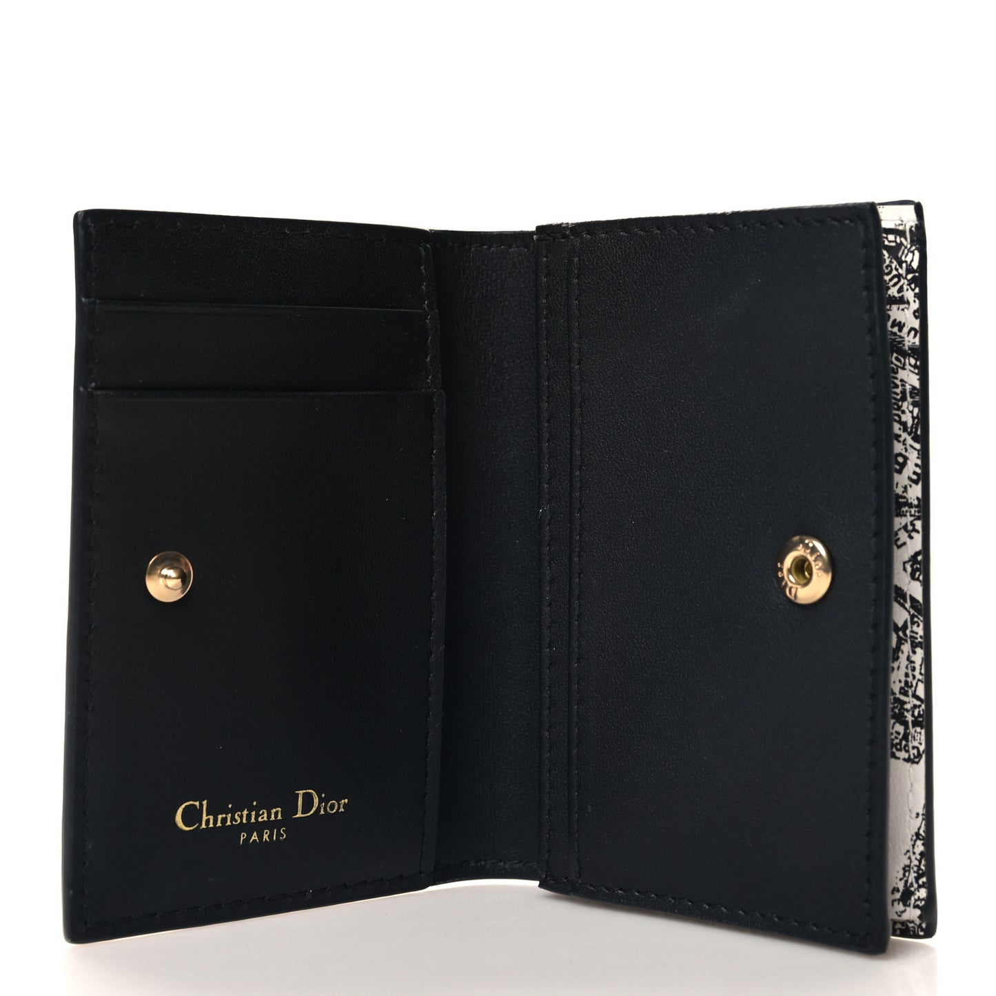 Calfskin Plan De Paris Print Flap Card Holder White Black