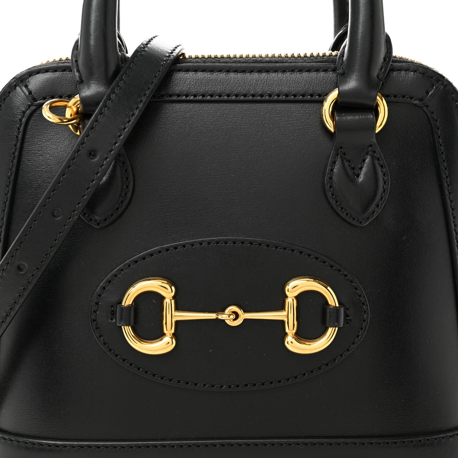 Gucci Boarded Plutone Calfskin Mini Horsebit 1955 Top Handle Bag Black 8 of 10