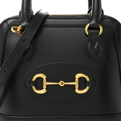 Gucci Boarded Plutone Calfskin Mini Horsebit 1955 Top Handle Bag Black 8 of 10